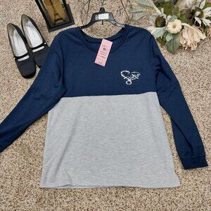 3311 Size Large Faith Sequined Crewneck In Navy and Grey.